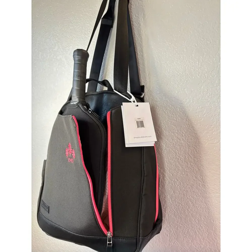 Doubletake Convertible Backpack Tennis Bag Black Pink Trim NWT